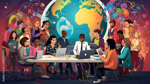 a compassionate scene featuring Social Workers and Counselors, diverse Workers, showcasing empathetic professionals, counseling sessions, support groups and different scenes