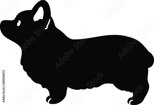 Simple and cute silhouette of Corgi in side view with details photo
