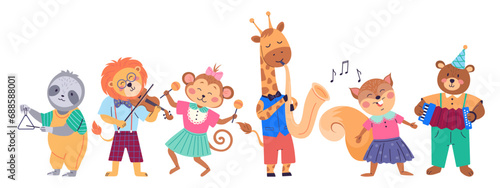 Animal band vector illustration. Join celebration as animal band metaphorically paints musical masterpiece at zoo The wildlife orchestras performance group enchants zoo