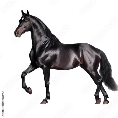 Black horse isolated on transparent background © feng