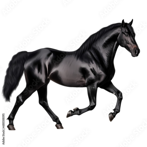 Black horse isolated on transparent background © feng