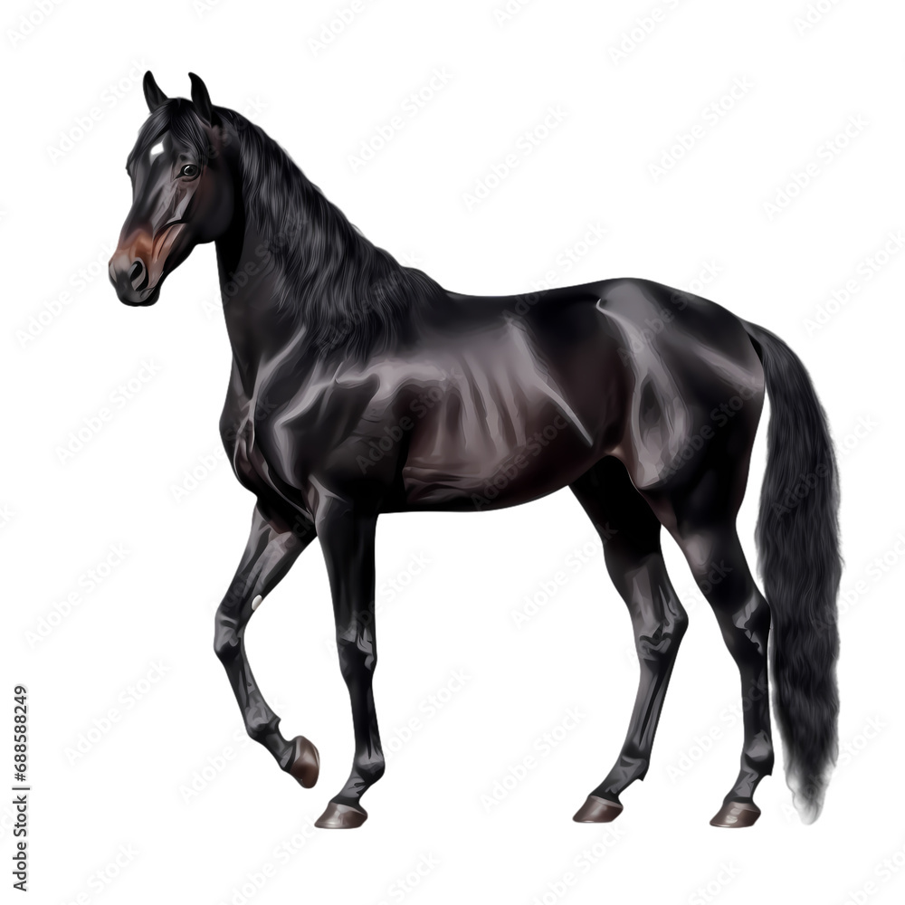 Black horse isolated on transparent background