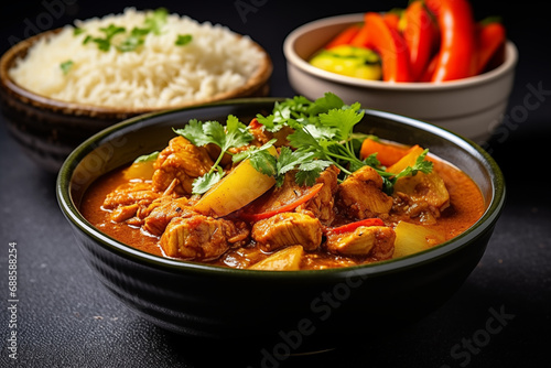Indian curry chicken with vegetables