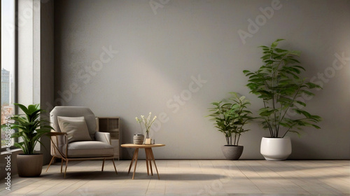 sofa with blanket and pillows Scandinavian home interior design of modern living room. Generative ai