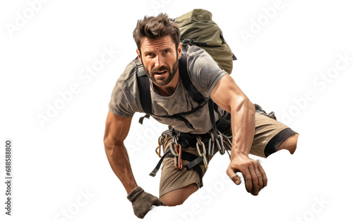 Peak Thrills Young Climbers Ascent Isolated on a Transparent Background PNG photo