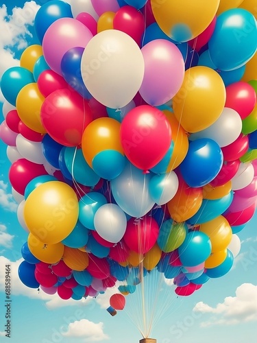 Balloons, beautiful colors, vintage style, for love, background image for Valentine's Day.