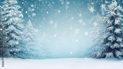 Winter Background with Snow and Trees is a serene and snowy landscape image. It's perfect for winter-themed designs, holiday cards, seasonal promotions, and outdoor-related content. copy spcae 