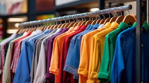 Colorful Shirts Hanging on a Rack
