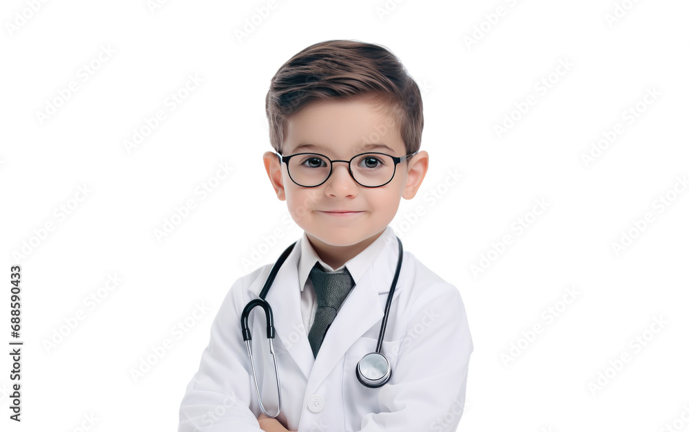 Happy Child Dons Doctor Costume Gleefully Isolated on a Transparent Background PNG