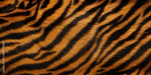 Tiger Skin  Wild Cat Fur Texture Print Background. Wildlife Striped Pattern