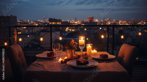 Romantic valentine candle light dinner