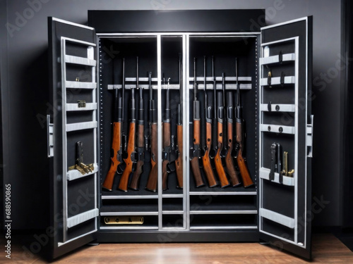 Wardrobe for weapons. safe storage of guns