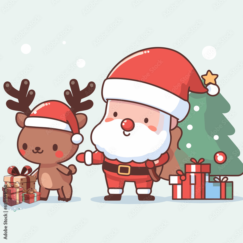 Stylish Christmas Icons: Santa, deer, snowman. Great for postcards and backgrounds. Effortless chic decor with Santa as the focal point. Stylish Christmas Icons: Santa, deer, snowman. Great for postcards and backgrounds. Effortless chic decor with Santa as the focal point.