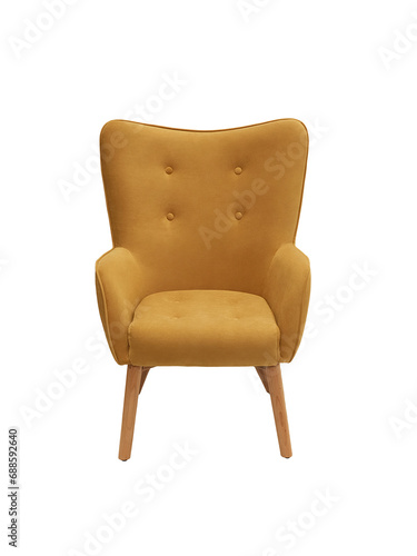 modern furniture, interior, home design in minimal style. orange fabric armchair