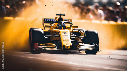 Modern Racing Car in Formula 1 Racetrack Blurry Background © AI Lounge
