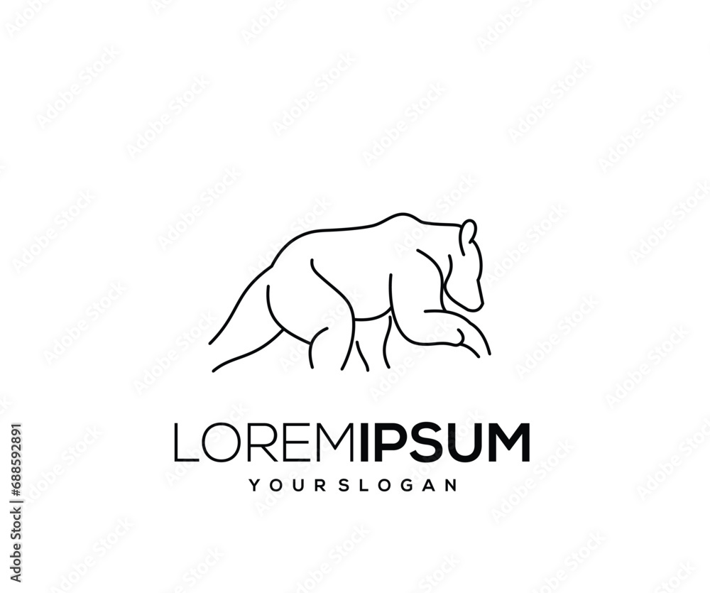 Fototapeta premium Single Line Bear Mascot