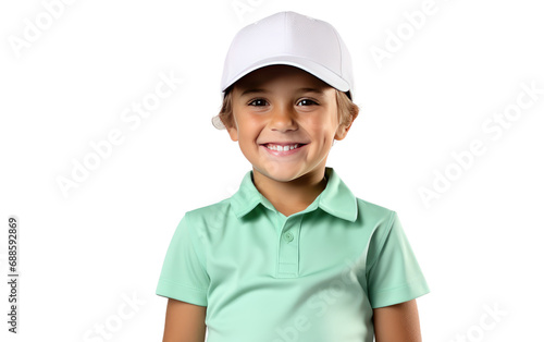 Happy Kiddo Embraces Golfing Attire Isolated on a Transparent Background PNG photo