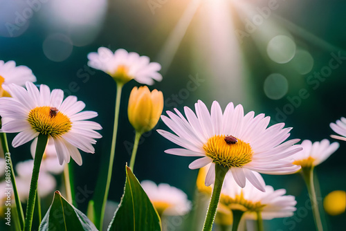 realistic and Close up image of Beautiful flowers with water drops 8K