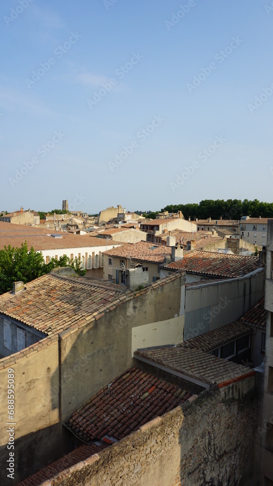 The view from a hotel in Carcassonne in the region Languedoc in France, in the month of June 