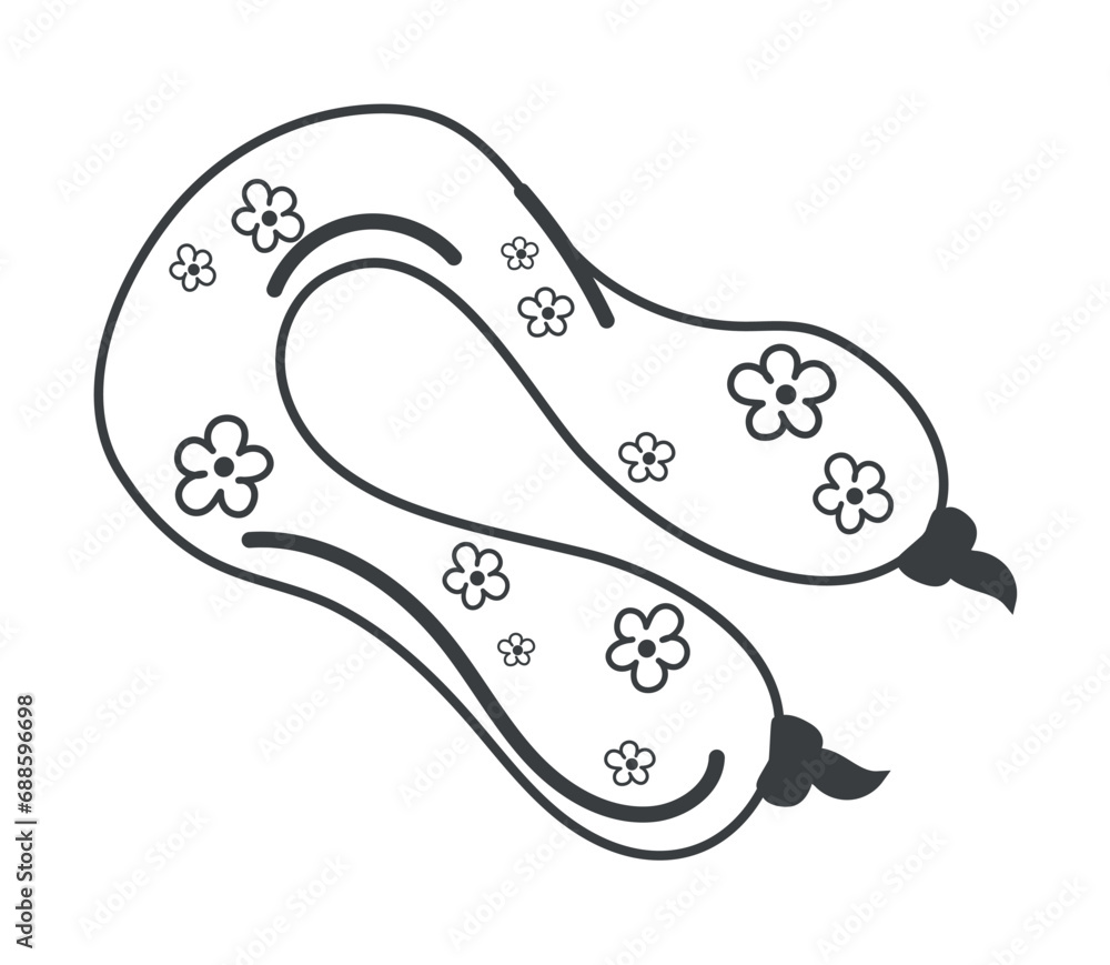 Element of pregnancy themed set. This contour-style picture shows a special pillow for pregnant women, which, thanks to its shape, improves the sleep of future mothers. Vector illustration.