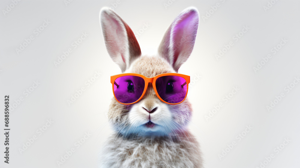 Cute Easter bunny with large glasses