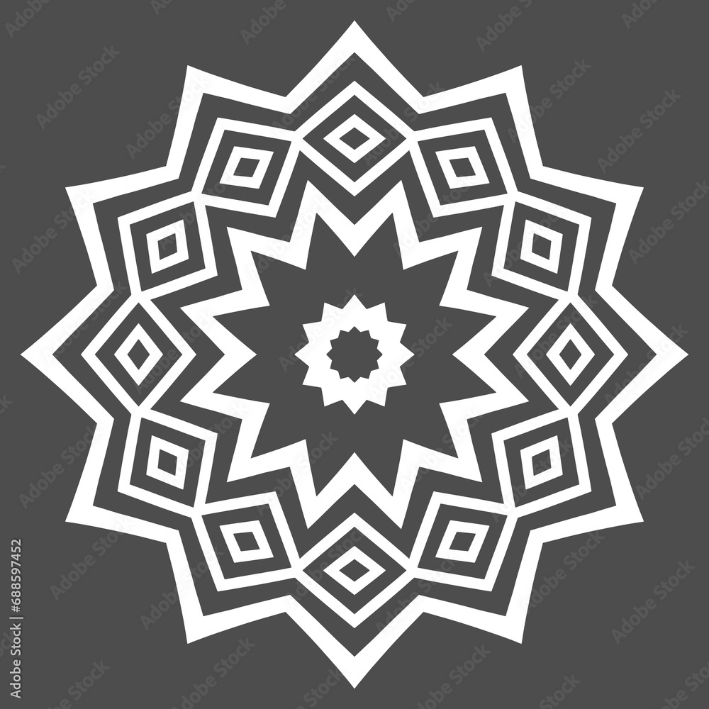 Mandala Pattern design vector element. Islamic, Arabic, Arabesque, Indian, Kaleidescope motif pattern. Abstract pattern element for ornament and decoration graphic. Flower floral motif element.