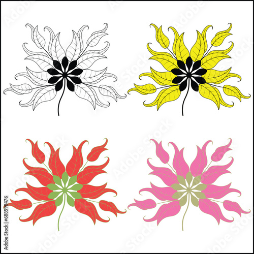 set of flowers, Flowers vector element, Flower vector for embroidery Design