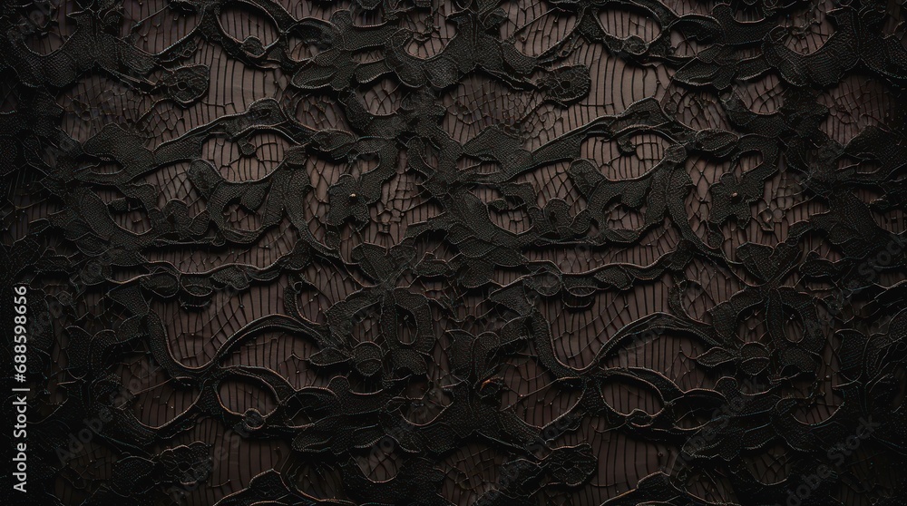 Black lace texture. - obrazy, fototapety, plakaty 
