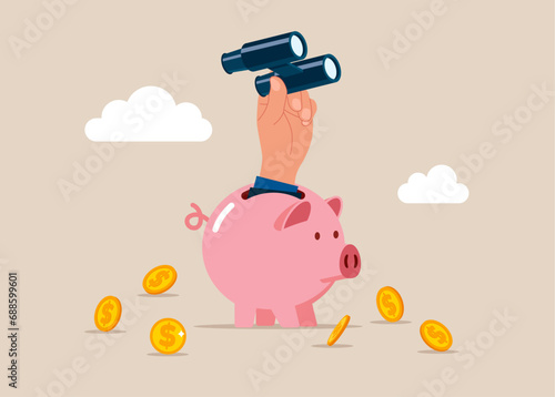 Discover investment opportunity or stock market pension fund. Vector illustration in flat style