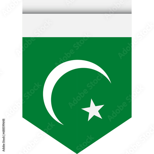 Pakistan flag or pennant isolated on white background. Pennant flag icon.