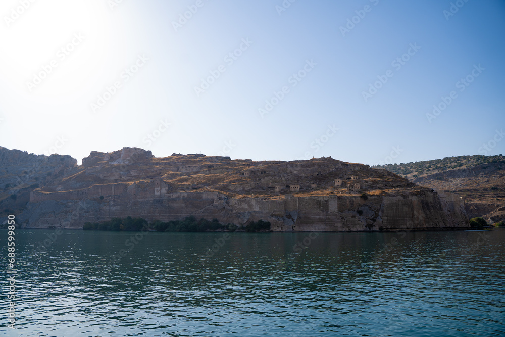 Rumkale Castle view from Euphrates River.