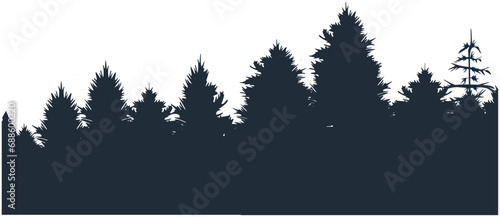 evening landscape with pines and firs trees vector photo