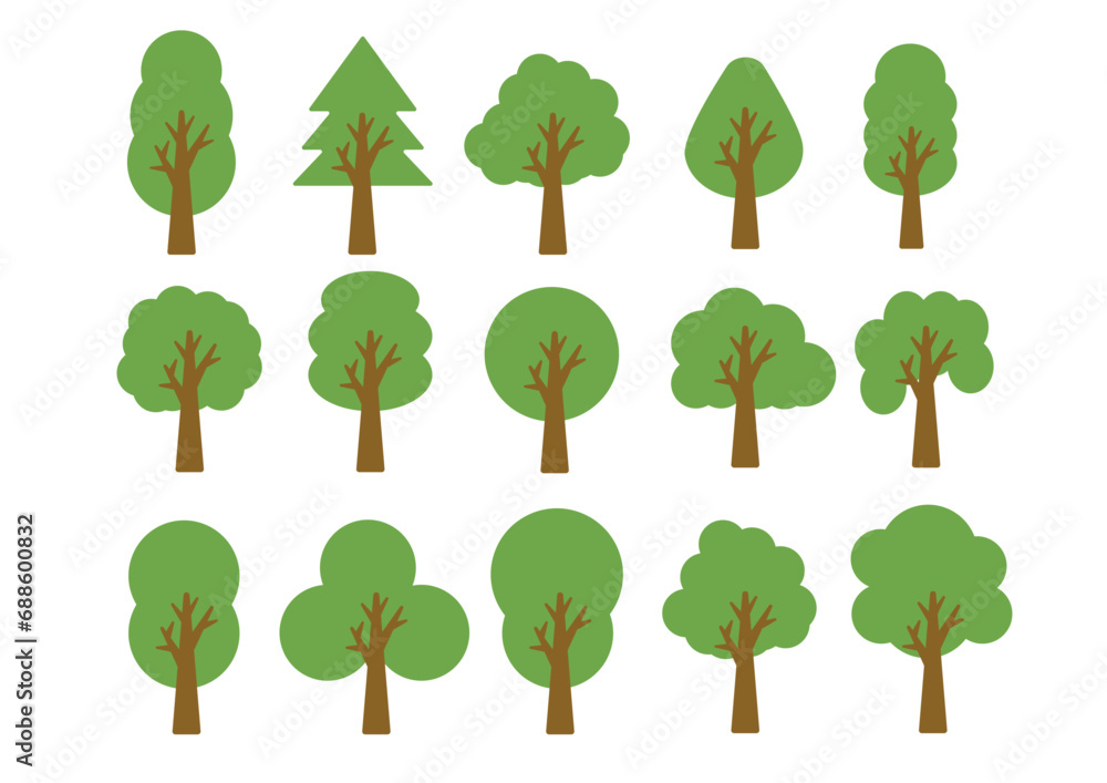 Fototapeta premium フラットな色々な木の素材 可愛い お洒落 バリエーション 複数 