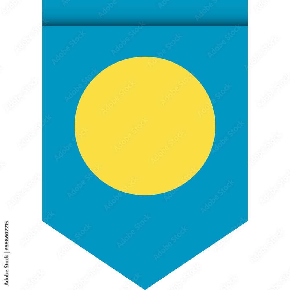 Palau flag or pennant isolated on white background. Pennant flag icon.