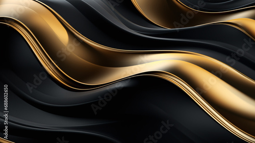 Black and Gold Abstract waves