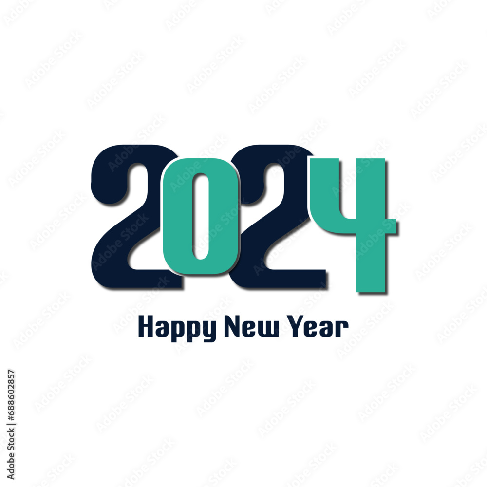 Happy New Year 2024 logo design vector with modern unique and creative concept Happy New Year 2024 logo design vector with modern unique and creative concept