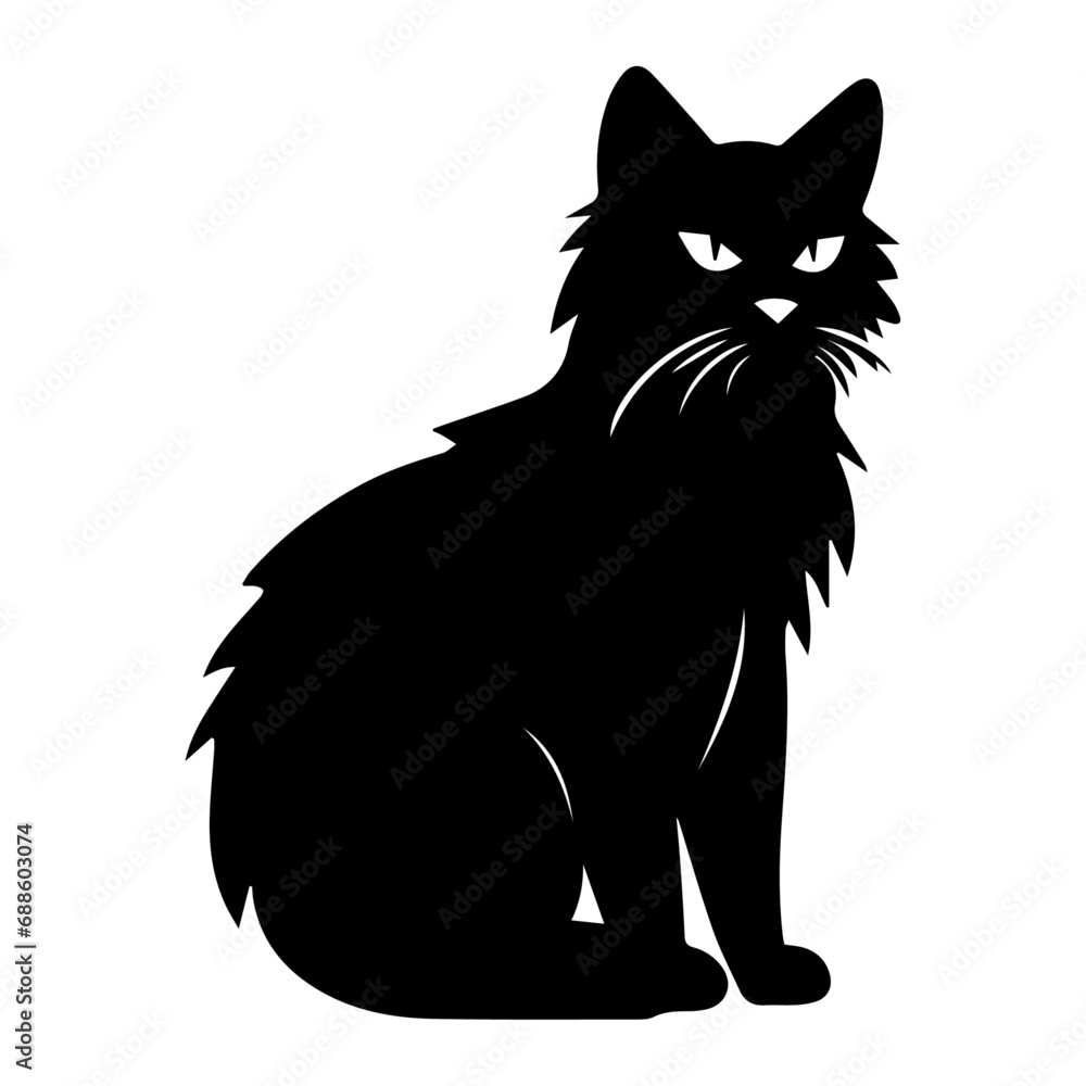 Fototapeta premium Cat vector silhouette illustration black color illustration