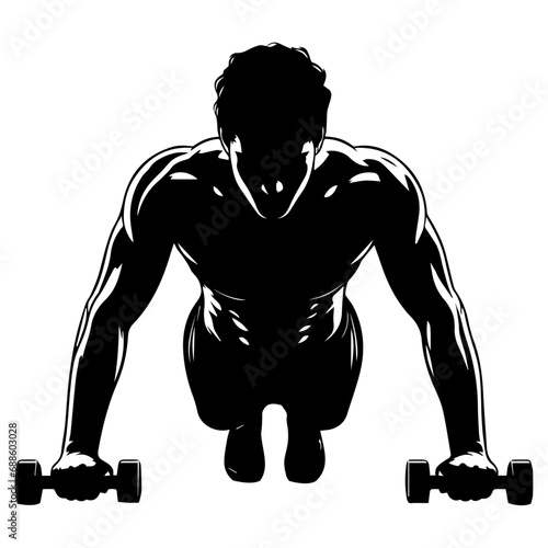 A man Pushup vector silhouette illustration, gym vector silhouette