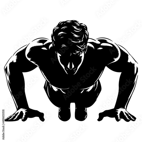 A man Pushup vector silhouette illustration, gym vector silhouette