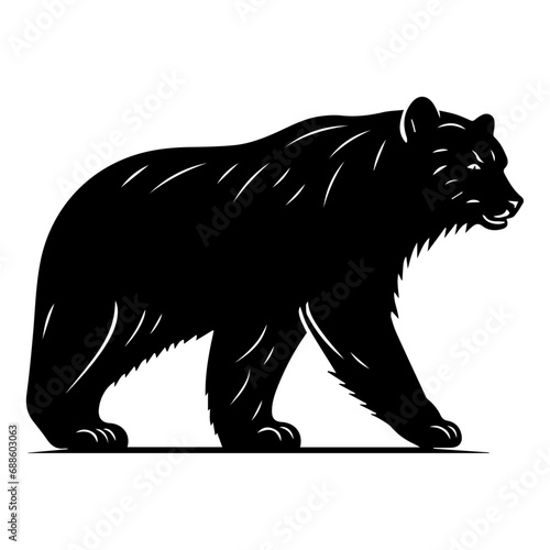 Fototapeta Naklejka Na Ścianę i Meble -  Bear vector silhouette illustration black color
