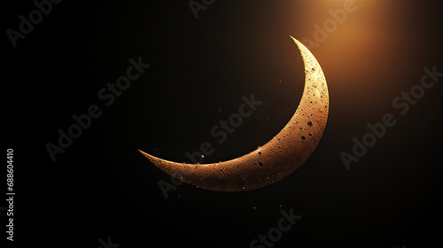 crescent moon in the sky on dark background