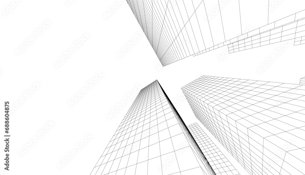 abstract architecture vector 3d illustration