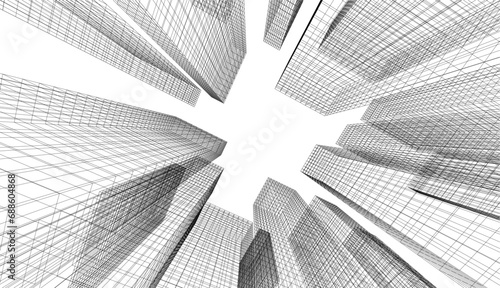 abstract architecture vector 3d illustration