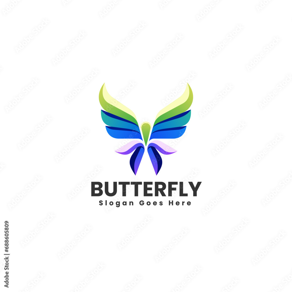Fototapeta premium Vector Logo Illustration Butterfly Gradient Colorful Style