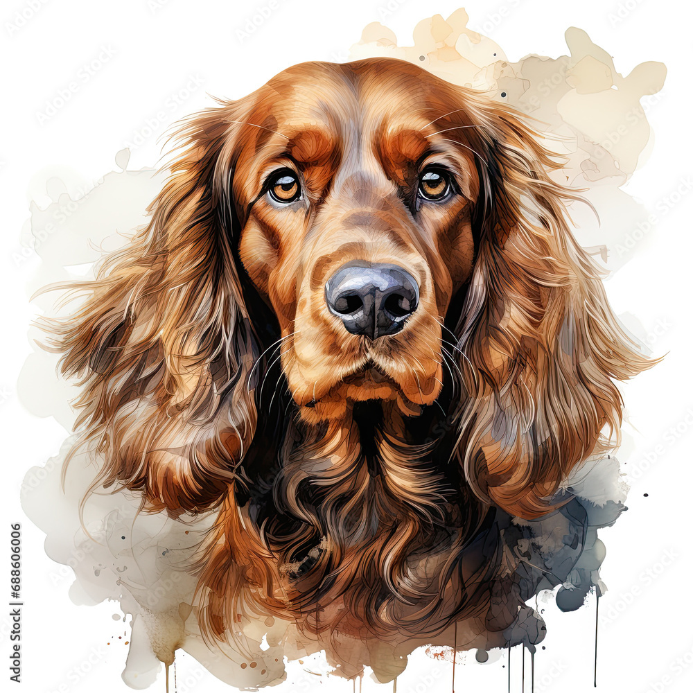 watercolor English Cocker Spaniel clipart, Generative Ai watercolor English Cocker Spaniel clipart, Generative Ai