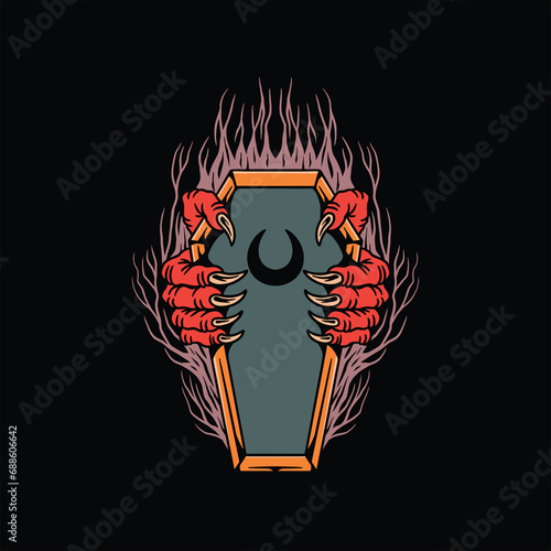 dark coffin tattoo vector design