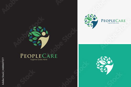 Abstract tree logo, people care logo, health life icon logo design vector template