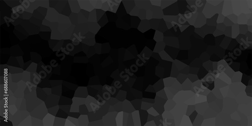 Dark black geometrical mosaic abstract seamless background. Black mosaic background. Golden lace mesh of geometric elements. Minimalistic lines and shapes.