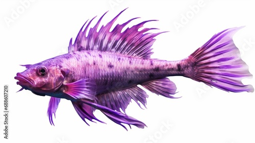 The purple dragon Isolated fish on a white backdrop.