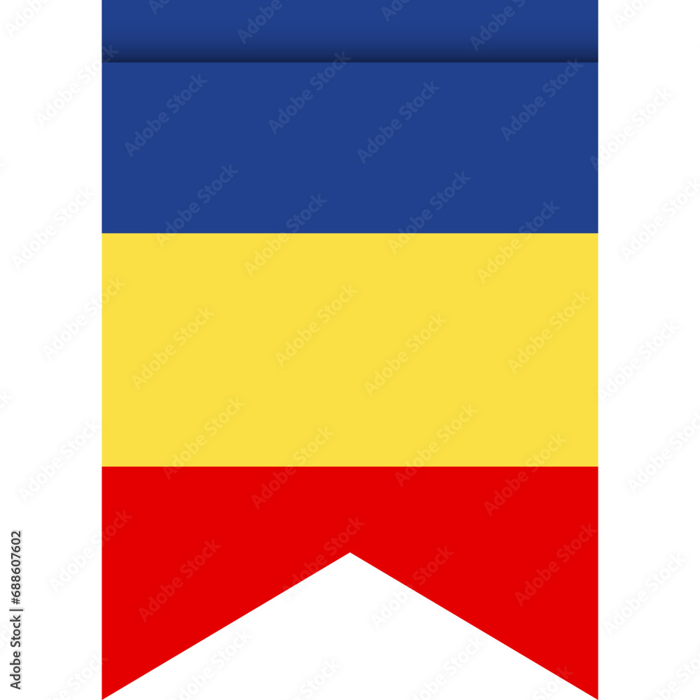 Obraz premium Romania flag or pennant isolated on white background. Pennant flag icon.